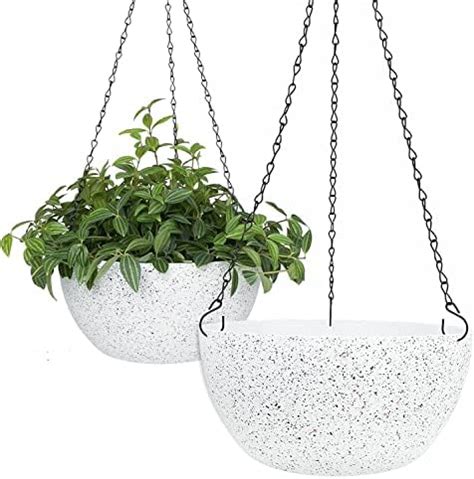 AIQII 2er Set Blumentopf Hängend Plastik Φ30CM Weiß Gesprenkelte