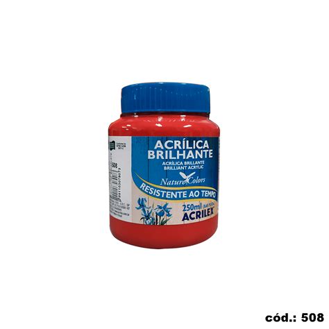 Tinta Acrílica Brilhante 250ml Vermelho Escarlate Acrilex