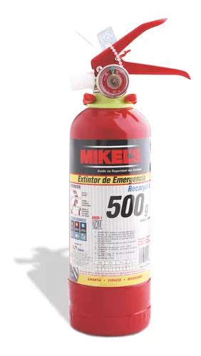 Extintor Emergencia Recargable Soporte Acero 500g Mikels