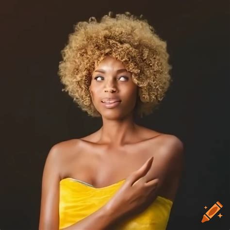 Island Woman With Blond Afro Hair In A Tropical Paradise On Craiyon