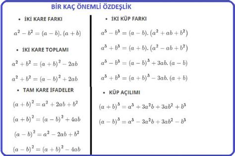 Çarpanlara Ayırma Formülleri