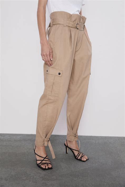 CARGO PANTS WITH BELT NEW IN WOMAN ZARA United States Cargobukser