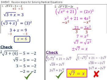 Solving Radical Equations Review Powerpoint By Five Thirteen