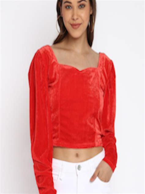 Buy Mayra Sweetheart Neck Puff Sleeves Crop Top Tops For Women