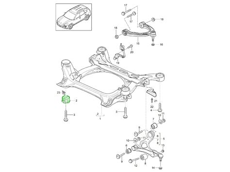 Casquillo de goma para montaje de subchasis de suspensión para Porsche