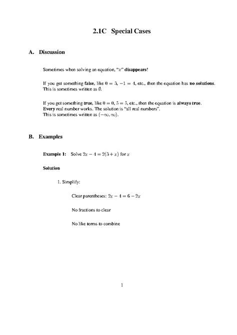 21c Special Cases Explained 2 Special Cases A Discussion