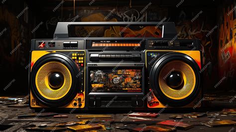 Vieux Rétro Ghetto Blaster Boombox Radio Cassette Magnétophone Des Années 1980 Dans Un Graffiti