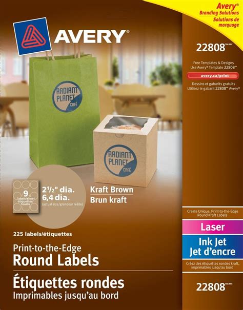 Avery Easy Peel Print To The Edge Kraft Brown Round Labels 2 12 Inch