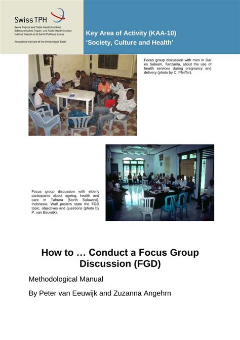 Pdf How To … Conduct A Focus Group Discussion Fgd · Swiss Tph