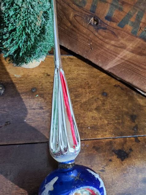 Vintage BLUE Mercury Glass TRIPLE Indent Christmas Tree Topper Etsy