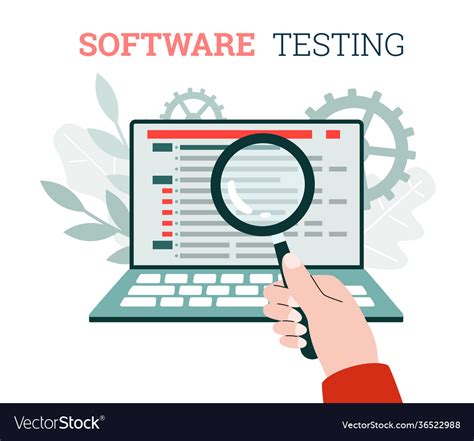 Software testing with desktop computer cartoon Vector Image