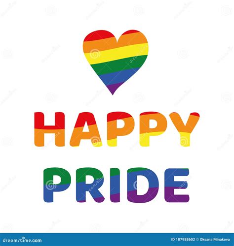 Rainbow Happy Pride Sign With Heart Lgbt Pride Month In June Symbol