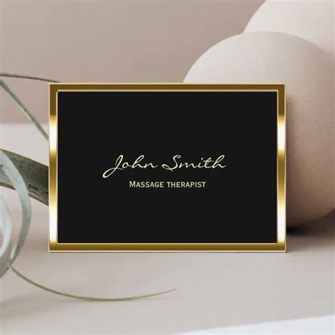 Massage Therapy Modern Gold Framed Therapist Business Card Zazzle