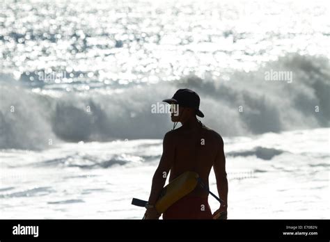 Newport Beach Lifeguard Patrols The Waters Edge At The Famous Surf Spot