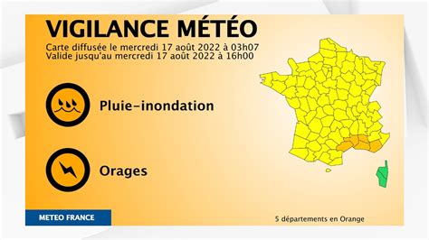 Risques Dorages Cinq Départements Placés En Vigilance Orange