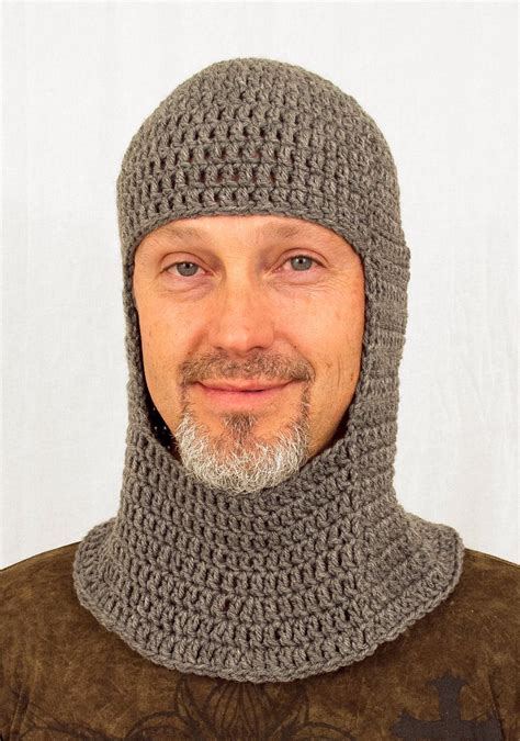 Chainmail Crochet Pattern Medieval Knight Coif Hat Crochet Grey Chain ...