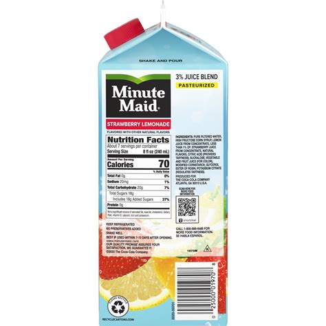 Minute Maid Lemonade Nutrition Facts Label Besto Blog