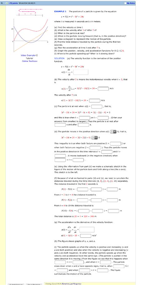 Solved Example 1 The Position Of A Particle Is Given By The