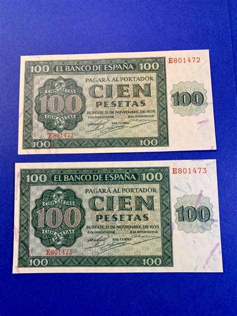 Spain 2 X 100 Pesetas 1936 Pick 101a 421a Edifil Catawiki