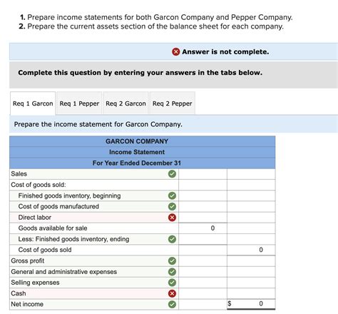 Solved 1 Prepare Income Statements For Both Garcon Company Chegg