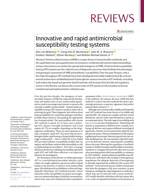 Pdf Innovative And Rapid Antimicrobial Susceptibility Testing Systems