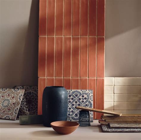 Nina Campbell Rivage Coral Wall Tiles Fired Earth Tiles