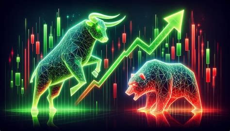 Neon Bull And Bear Market Indicators Premium Ai Generated Image