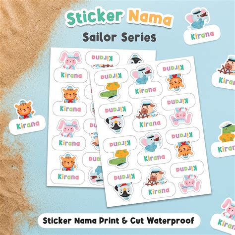 Jual Label Nama Waterproof Stiker Nama Tumbler Kotak Pensil Print