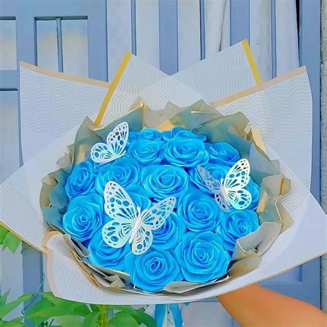 Ramo De Rosas Eternas En Azul Roses Bouquet Gift Blue Rose Bouquet