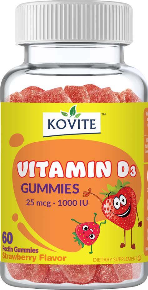 Kovite Kosher Childrens Vitamin D3 Chewable Gummies 1000 Iu