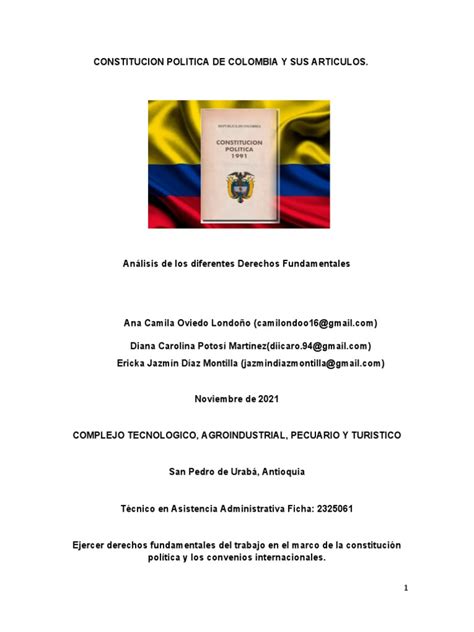 Constitucion Politica De Colombia Y Sus Articulos Pdf Derecho Constitucional Constitución