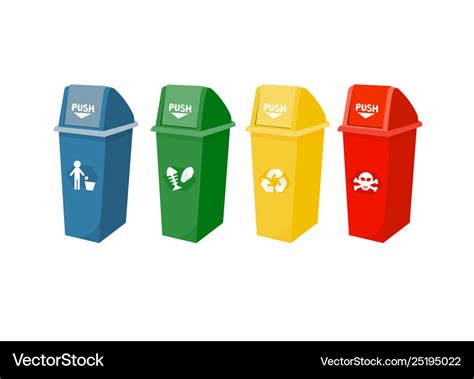 Various Types Trash For Separating Waste Vector Image