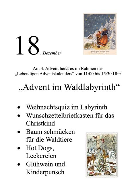 Lebendiger Adventskalender Advent Im Waldlabyrinth Am