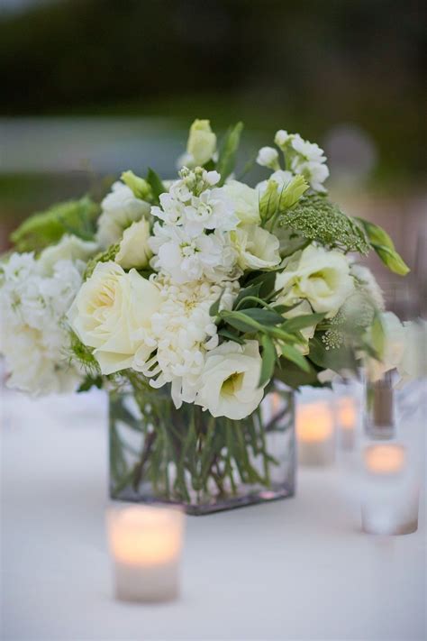 Classic White Wedding Centerpiece With LED Candles