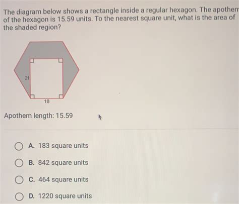 Solved The Diagram Below Shows A Rectangle Inside A Regular Hexagon