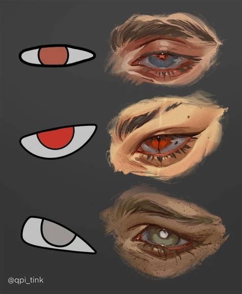 Four Different Colored Eyes Are Shown In This Drawing