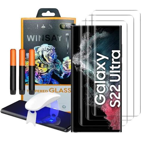 Pour Samsung Galaxy S22 Ultra 5g 3 Films Pour Protection écran Verre