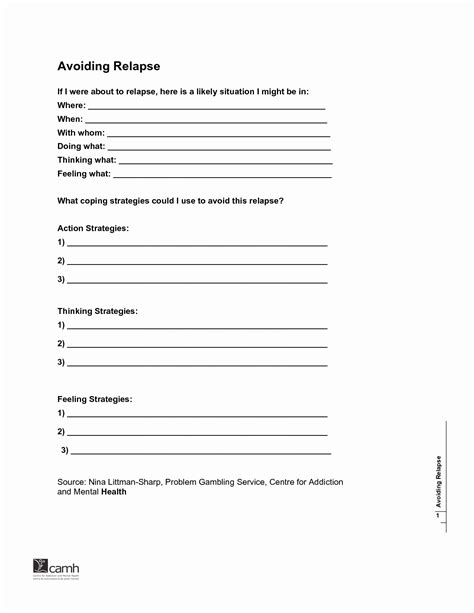 Relapse Prevention Plan Template