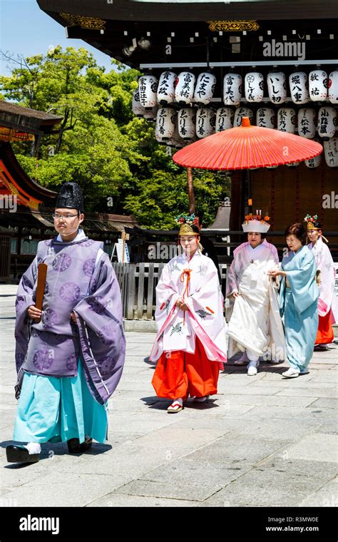 Kyoto Japan Couple Getting Married In A Shinto Wedding Ceremony At