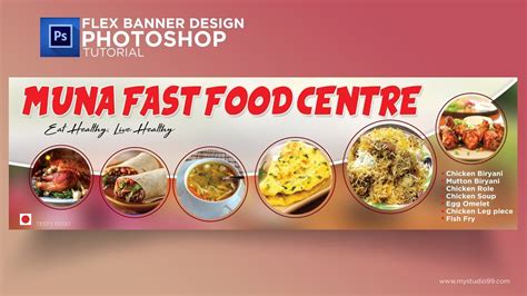 Food Flex Banner Design In Photoshop Full Tutorials Youtube