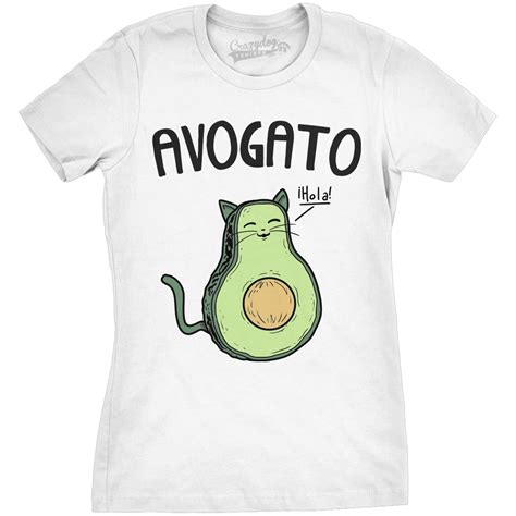 Womens Avogato Funny T Shirt Avocado Cat Cute Face Graphic Novelty Tee For Girls Ebay