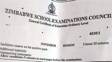 Zimsec Olevel Maths Paper Leaks Zimbabwe Situation