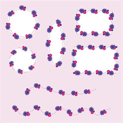 Premium Vector | A hand drawn margin designed with purple and pink flower