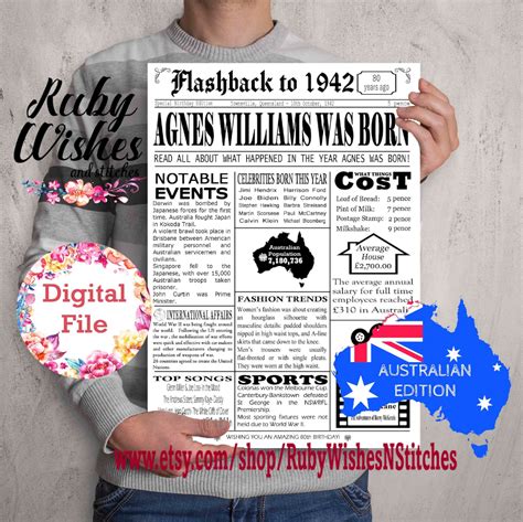 Personalised Th Birthday Newspaper Poster Major Events Etsy