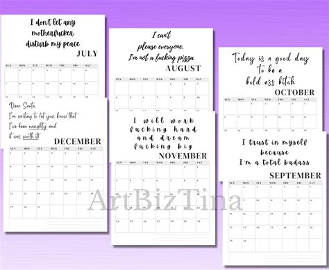 2024 Swear Calendar Printable 2024 Minimalistic Wall Calendar