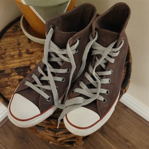 Vintage brown converse, size 4.5. In good condition... - Depop