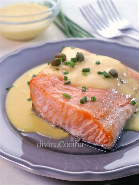 Salmón al vapor con salsa muselina DIVINA COCINA