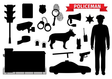 Premium Vector Policeman Equipment Police Silhouette Icons