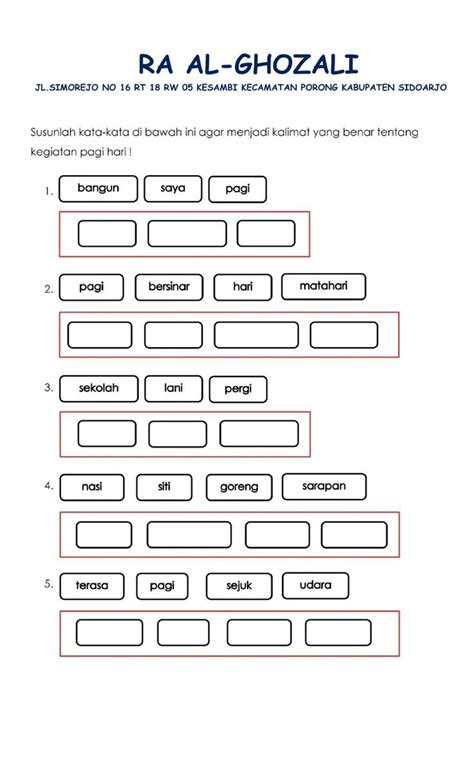 Menyusun Kata Menjadi Kalimat Interactive Worksheet Materi Membaca