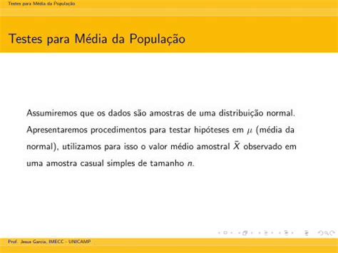 PDF Testes Para M Edia Da Populac Ao Ime Unicamp Brjg ME323 Aula